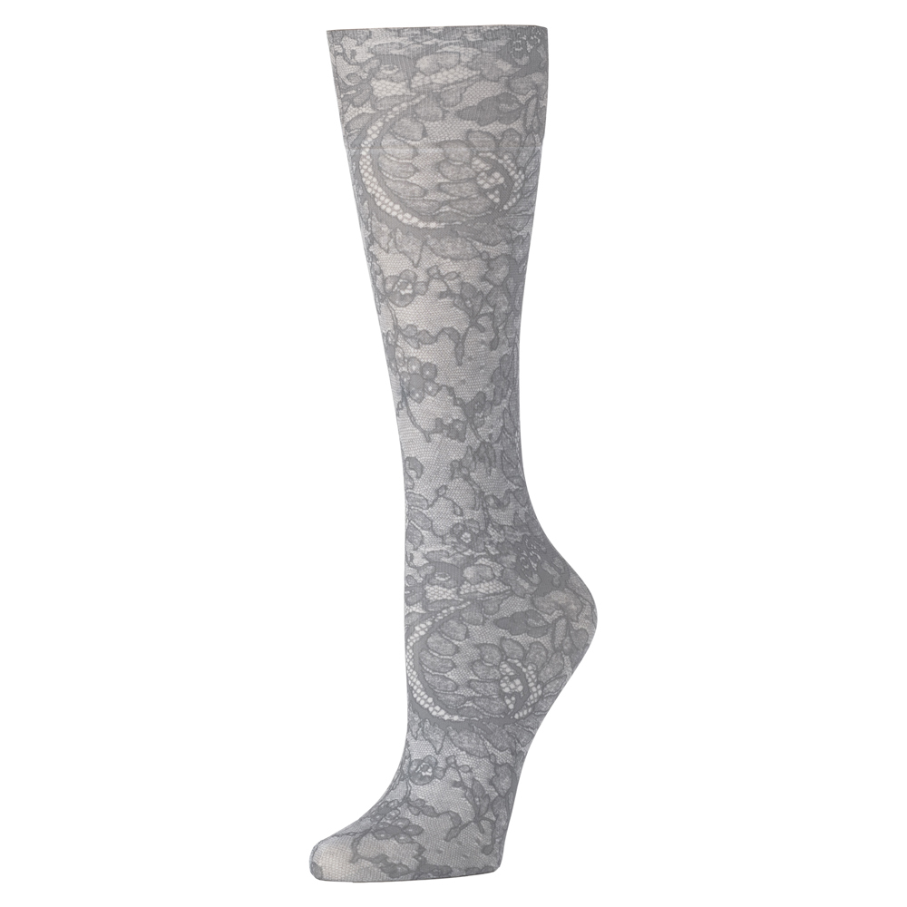 2030 mmHg Compression Sockwith Morning Lace Pattern Grey  Queen
