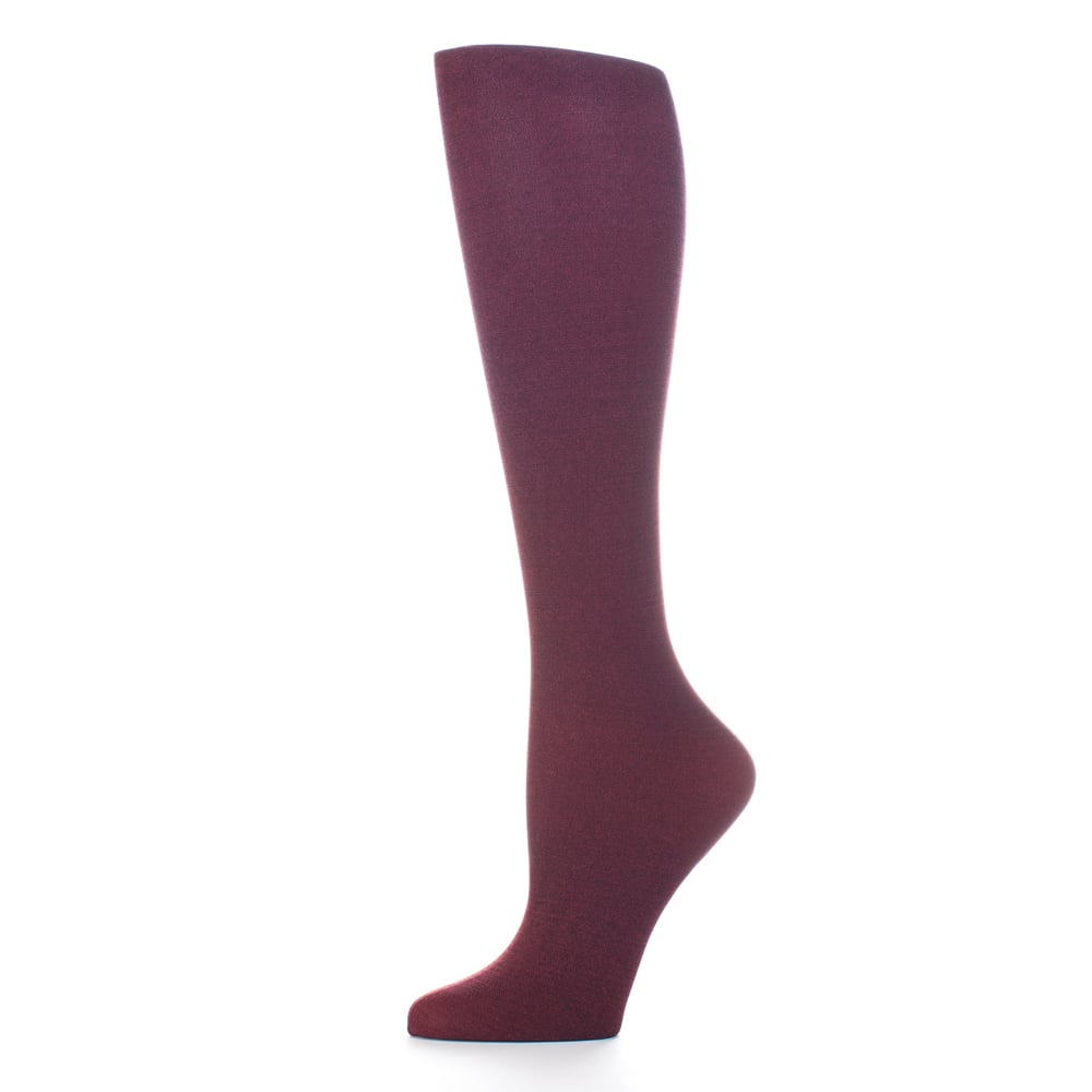 20-30 mmHg Womens Compression Sock with Solid Pattern, Purple - Queen