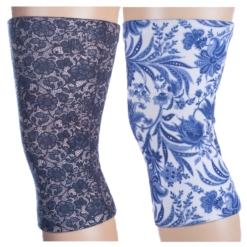 Light & Moderate Knee Support Set with Paris & Navy Lace Pattern, Navy - Regular