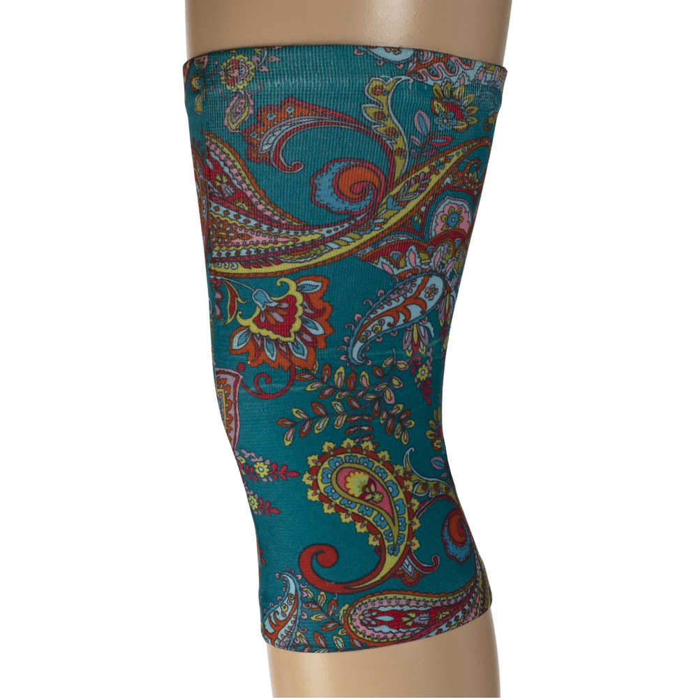 Womens Light & Moderate Knee Support with Paisley Dance Pattern, Teal - Regular