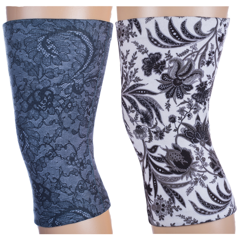 Knee Support Set with Midnight Lace & Paris Pattern, Black & White - Queen