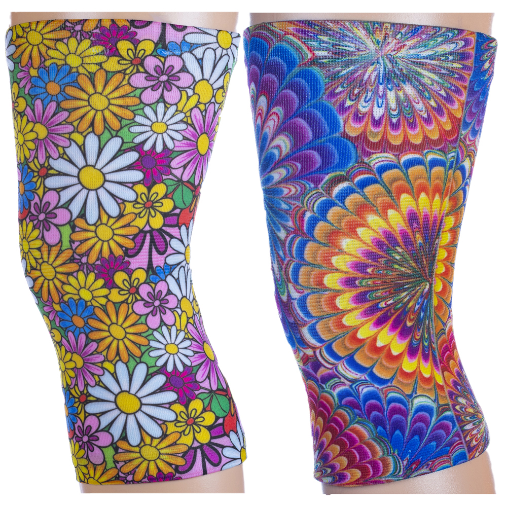 Knee Support Set with Austin Powers & Colorful Daisies Pattern, Multi Color - Queen