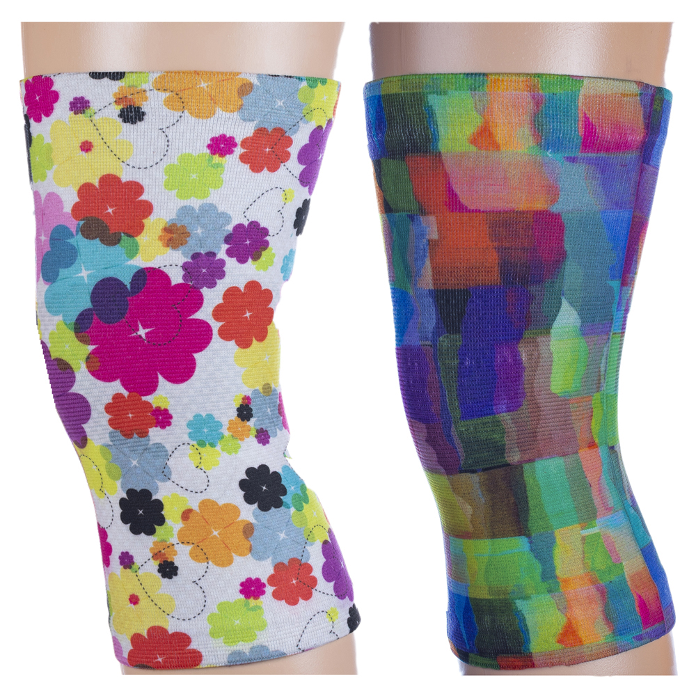 Knee Support Set with Lucky Hearts & Watercolor Tiles Pattern, Multi Color - Queen