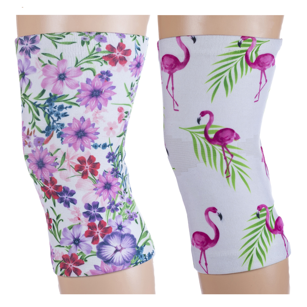Knee Support Set with Ode & White Flamingos Pattern, Multi Color - Queen