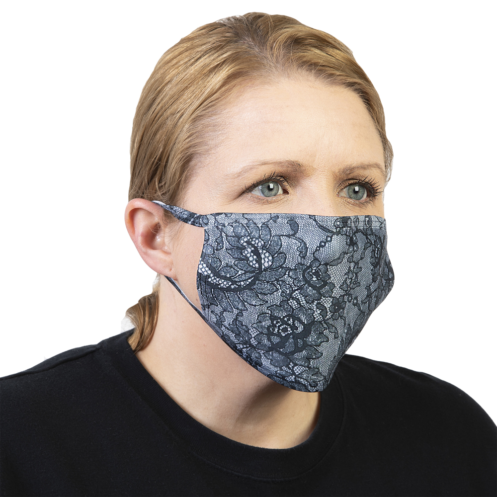 Picture of Celeste Stein Celeste-Stein-M-1054 Ear Loop Mask with Midnight Lace Pattern