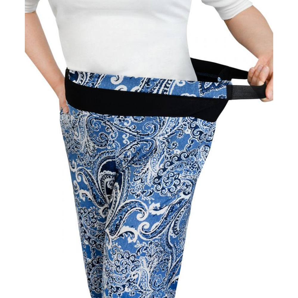 Picture of Silverts Adaptive Silverts-SV41020-SV49-XS Womens Arthritis Easy Grip Wide Leg Pull On Pants&#44; Blue Print - Extra Small