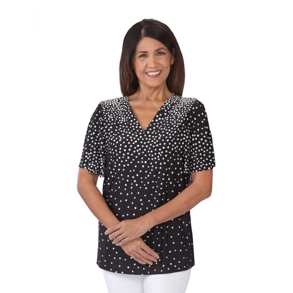 Picture of Silverts Adaptive Silverts-SV41080-SV1284-2XL Wide Bell Sleeve Top for Easy Self Dressing&#44; White Dots - 2XL