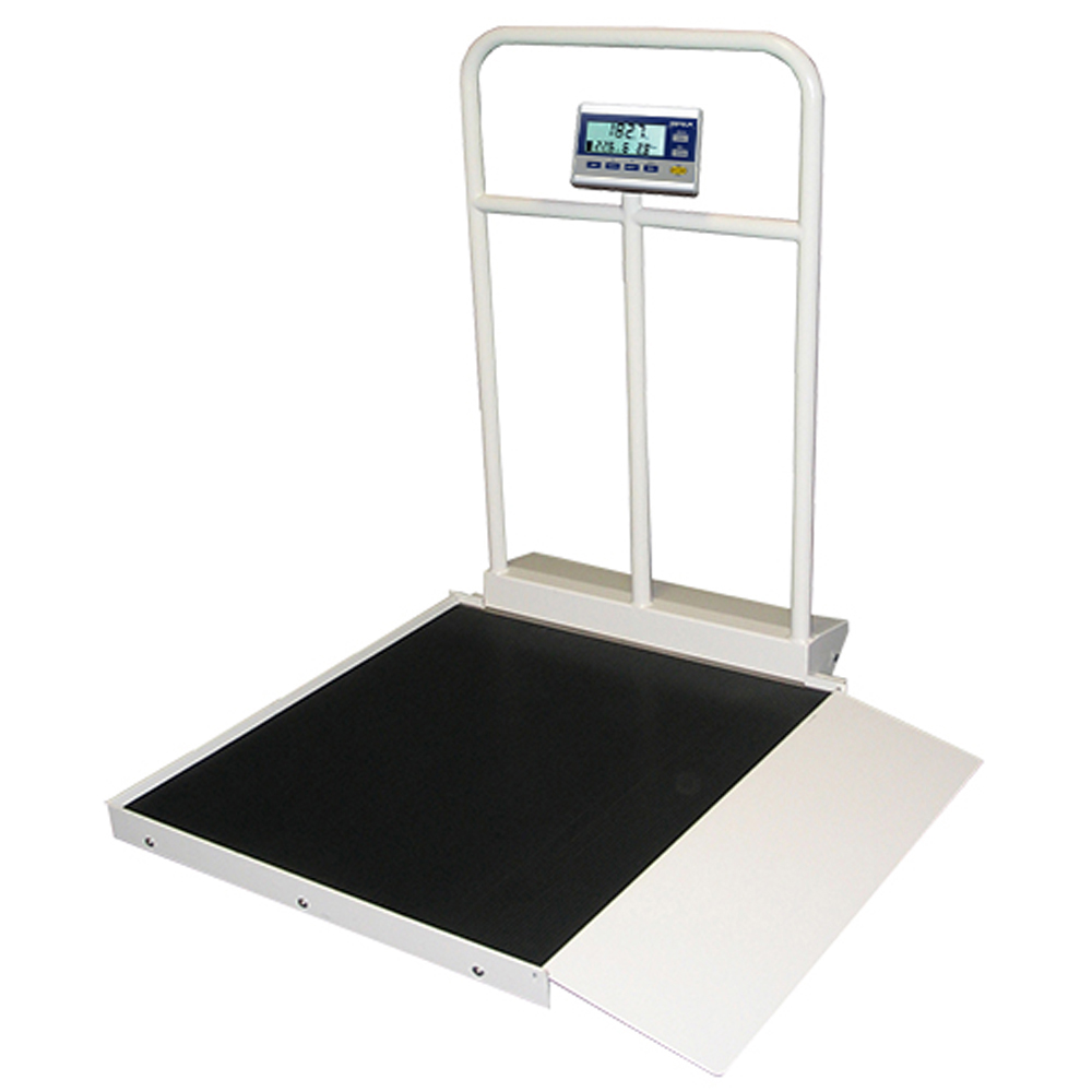 Picture of Befour Befour-MX450 1000 lbs Single Ramp Tilt & Roll Wheelchair Scale with Handrail
