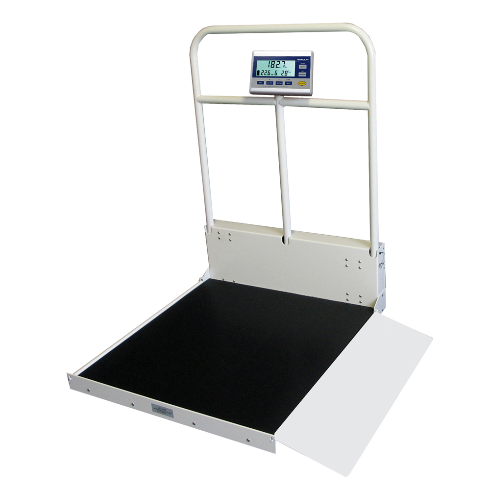 Picture of Befour Befour-MX480 1000 lbs Single Ramp Folding Wheelchair Scale with Handrail