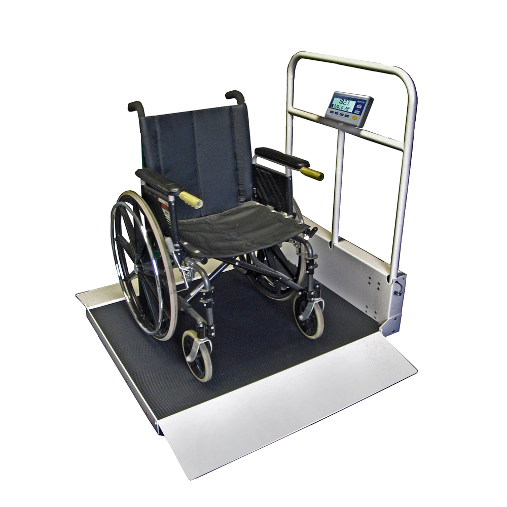 Picture of Befour Befour-MX490D 1000 lbs Extra Deep Dual Ramp Folding Wheelchair Scale with Handrail