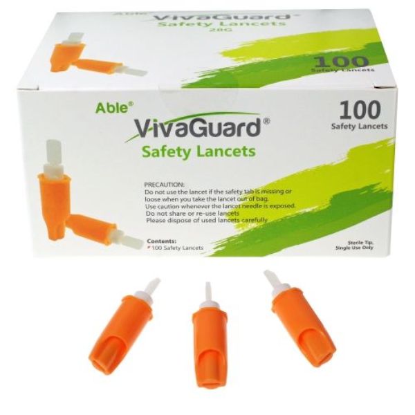 Picture of VivaGuard VivaGuard-VGL02-382-5PK Vivaguard 28G Single Use Push-Button Safety Lancets - Pack of 500