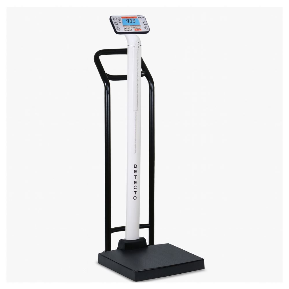 Detecto-APEXH-AC Digital Physician Scale with Mechanical Height Rod, Handrail & AC Adapter