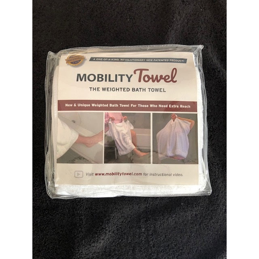 Mobility-Towel-MT1100SP Adaptive Bath Towel with Handles & Weighted Corners - White