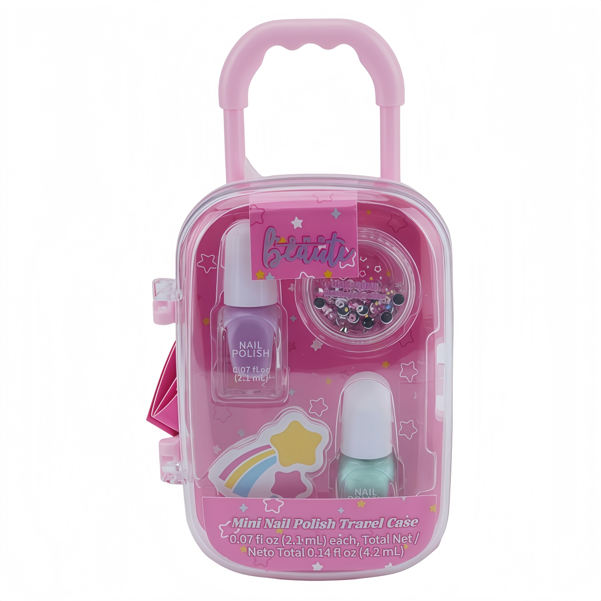 XP367  Mini Travel Case Kids Water-Based Nail Polish Set with Gems & Nail File