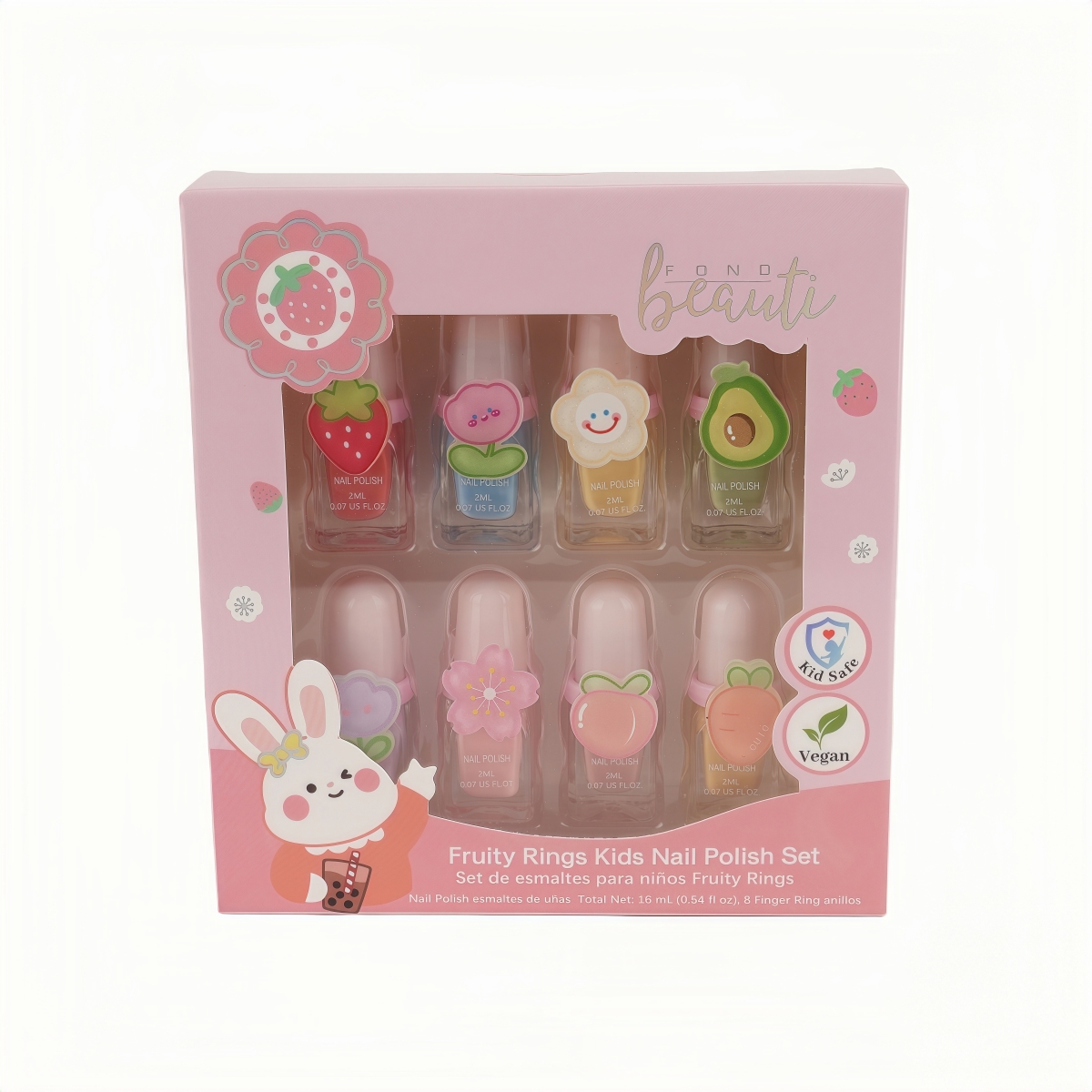 XP014  Fruity Rings Water-Based Kids Nail Polish Set, 8 Colors