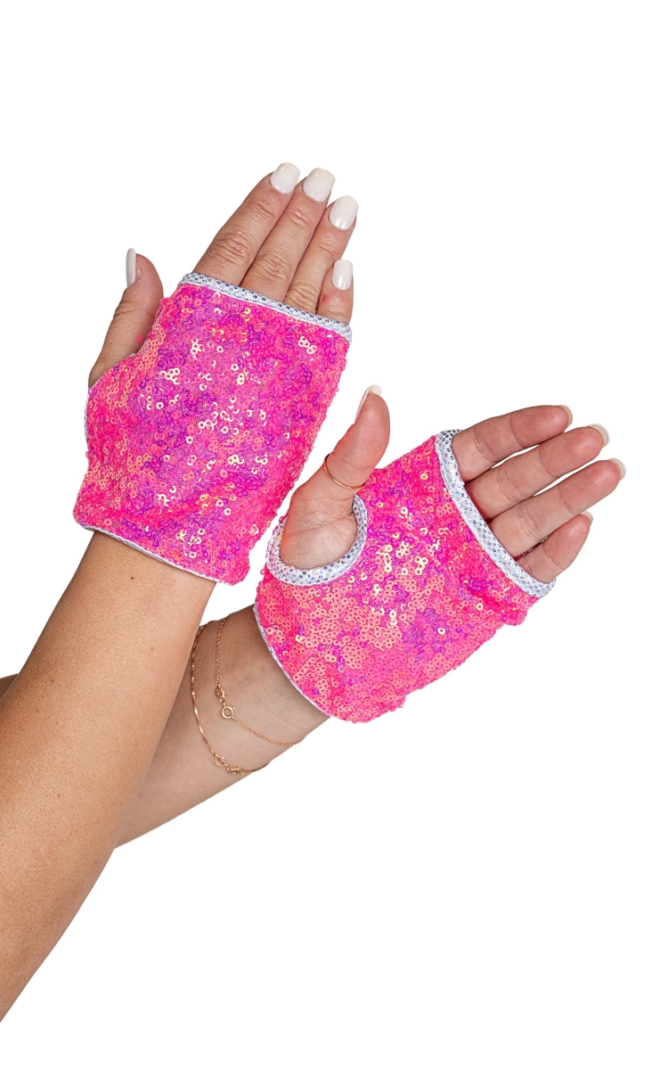 Picture of Roma Costume 6042-HP-O-S Open Finger Sequin Gloves - Hot Pink&#44; One Size