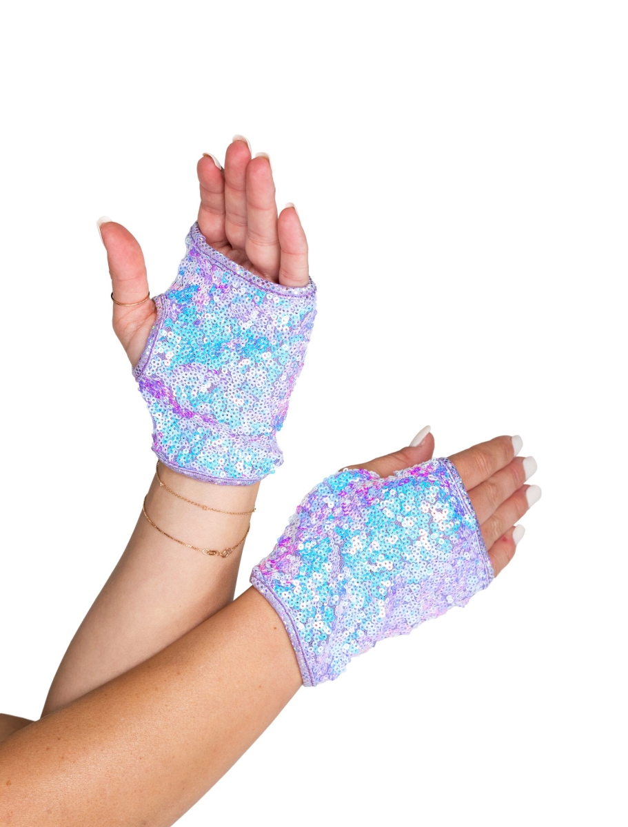 Picture of Roma Costume 6042-Lav-O-S Open Finger Sequin Gloves - Lavender&#44; One Size