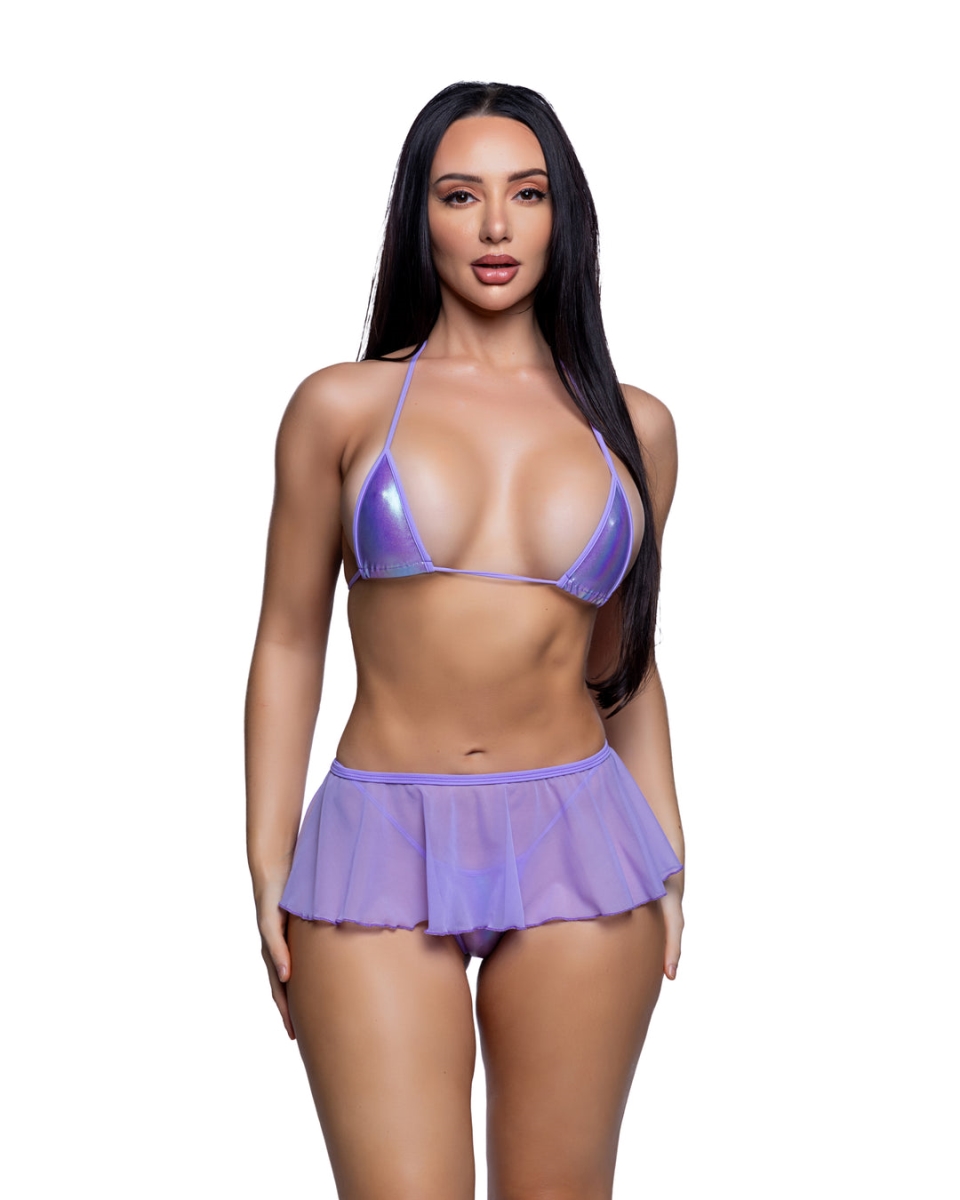 6792-Lav-M-L Women Mesh Flutter Skirt, Lavender - Medium & Large