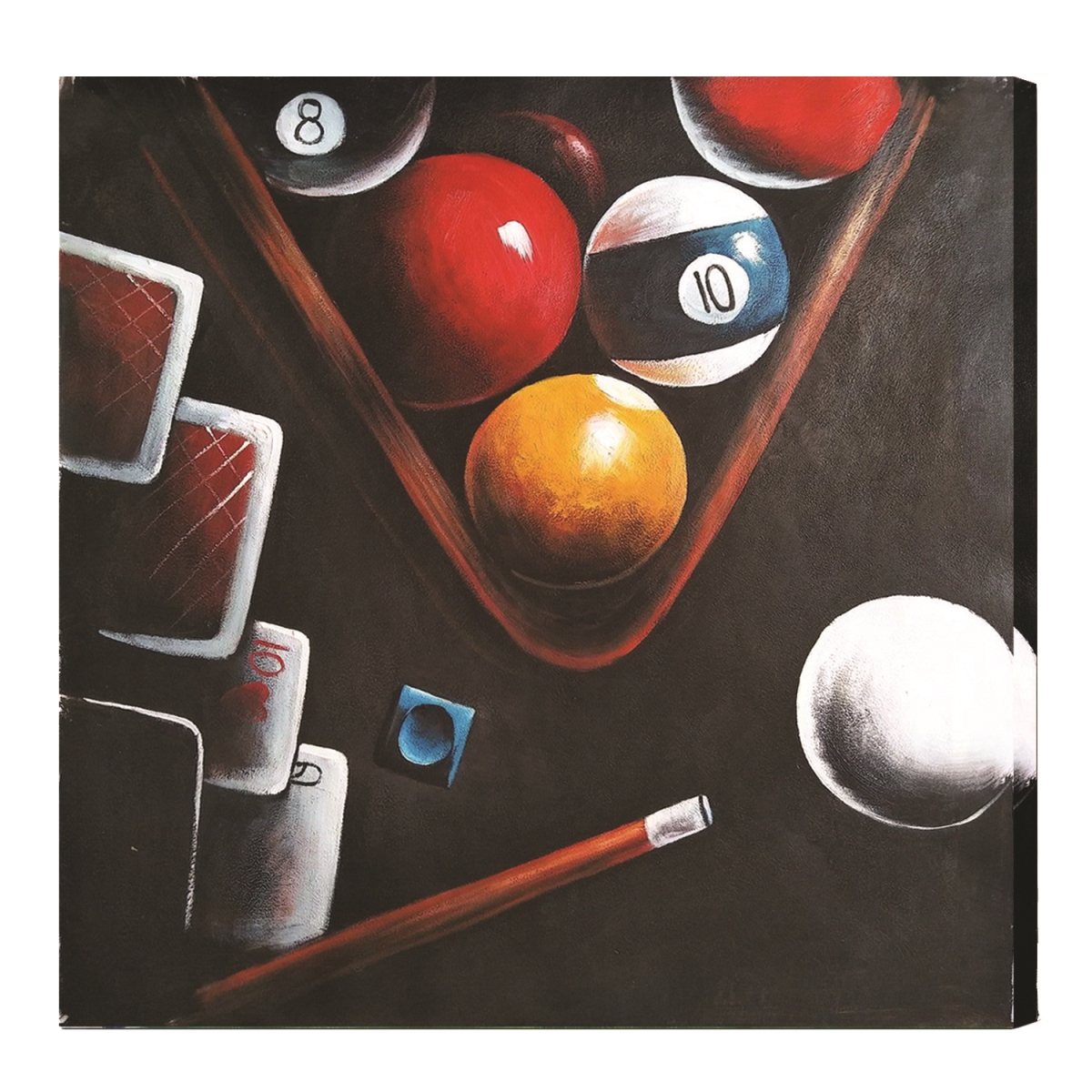 Picture of RAM Game Room OP1 24 x 24 in. Balls in Rack & Cue Oil Painting on Canvas