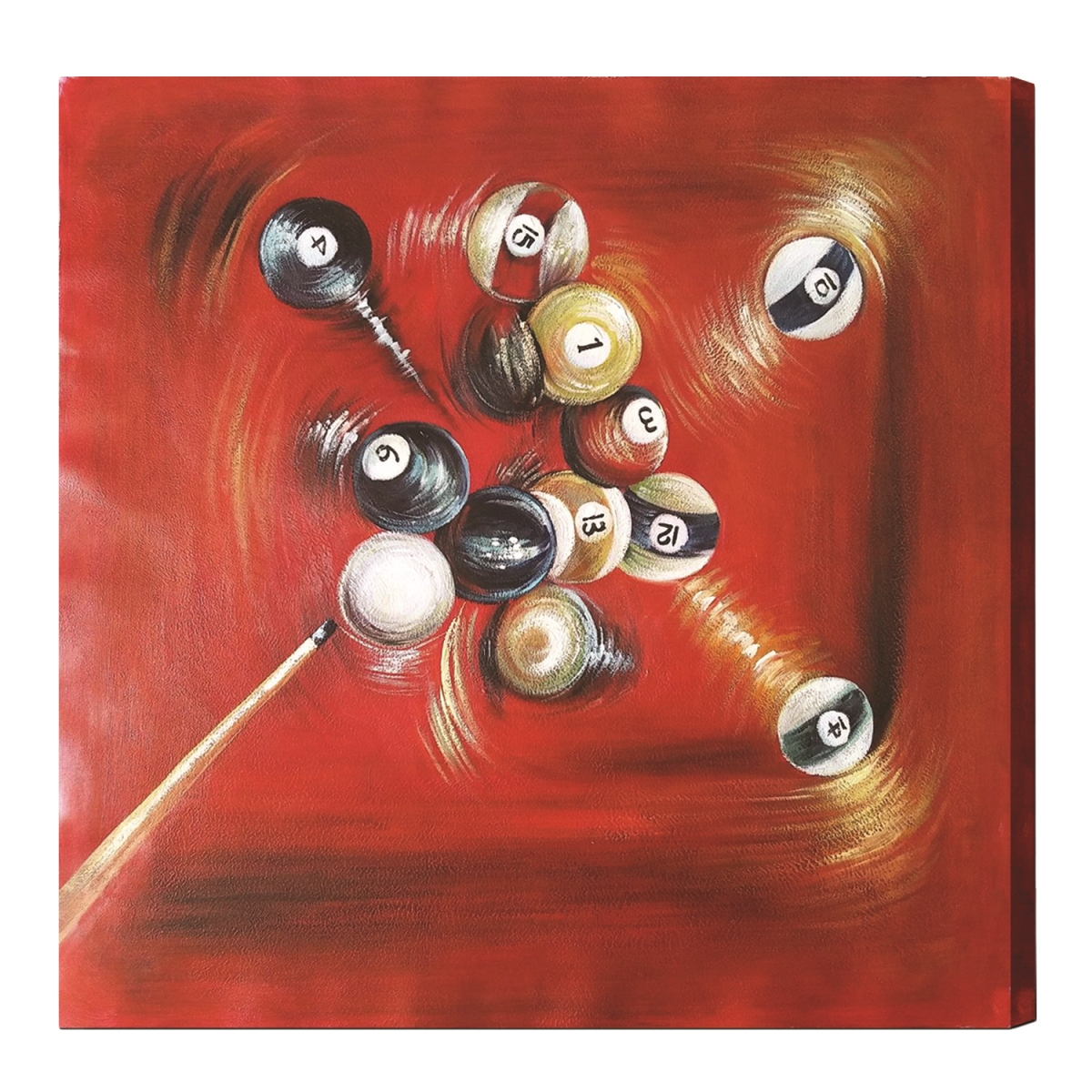 Picture of RAM Game Room OP5 24 x 24 in. Balls in Motion with Cue Oil Painting on Canvas