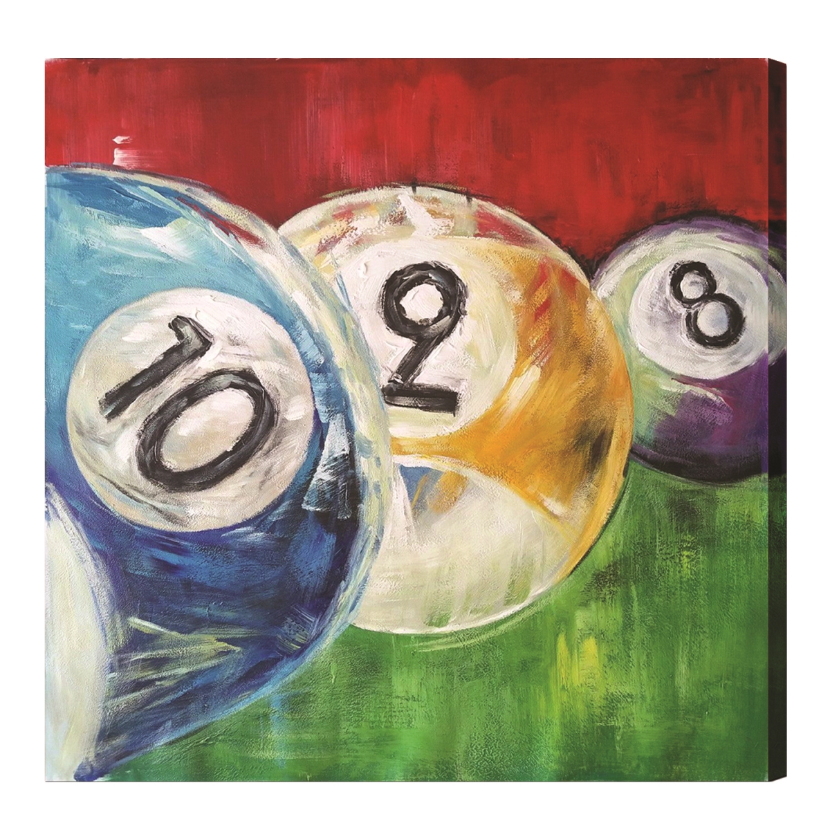 Picture of RAM Game Room OP6 24 x 24 in. 2&#44; 8&#44; & 10 Balls in A Row Oil Painting on Canvas