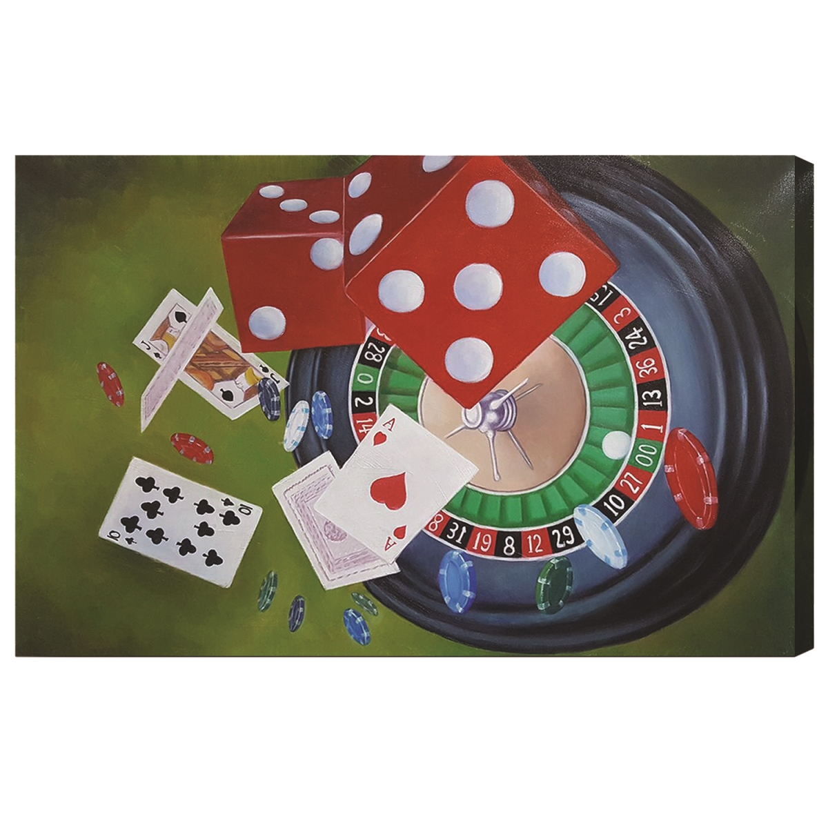 Picture of RAM Game Room OP9 36 x 24 in. Roulette & Dice Oil Painting on Canvas