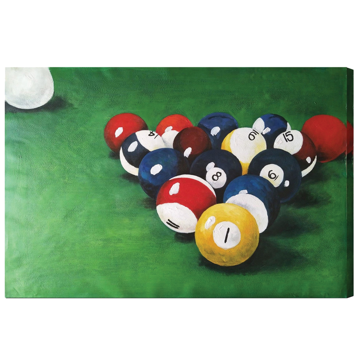 Picture of RAM Game Room OP12 36 x 24 in. Racked Billiard Balls Oil Painting on Canvas
