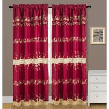 Alisa Macrame 54 x 84 in. Rod Pocket Curtain Panel with Attached 18 in. Valance, Beige