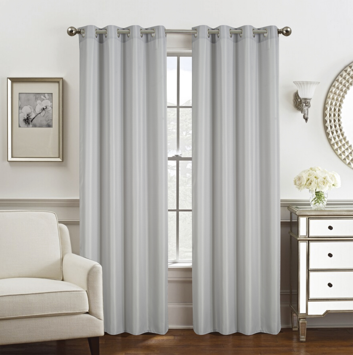 54 x 84 in. Gilbert Solid Single Grommet Curtain Panel, Grey