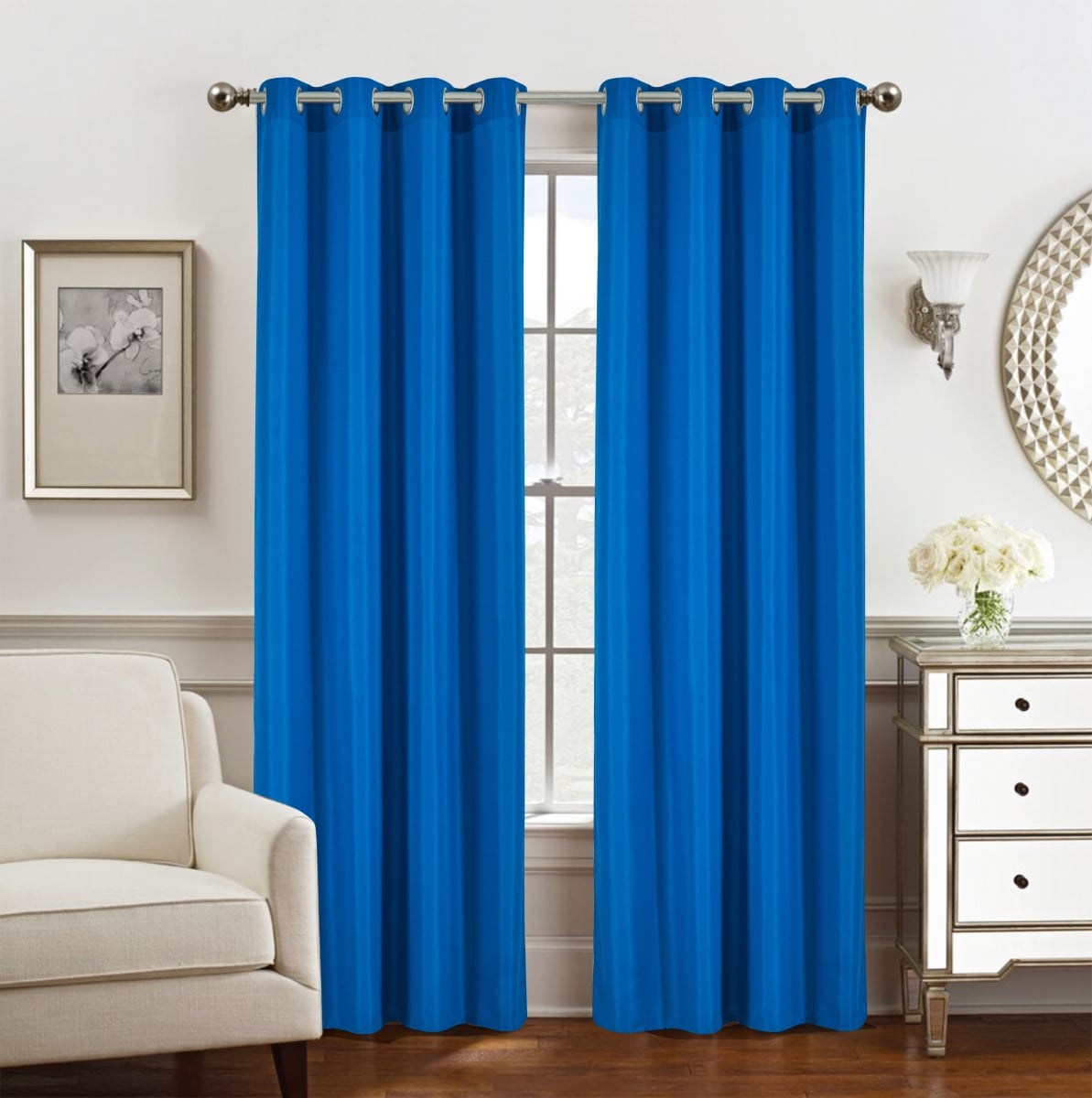 54 x 84 in. Gilbert Solid Single Grommet Curtain Panel, Navy