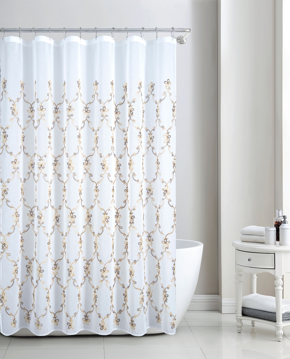Olivia Gray SCM09790 13 Piece Mystic Embroidered Shower Curtain, Taupe