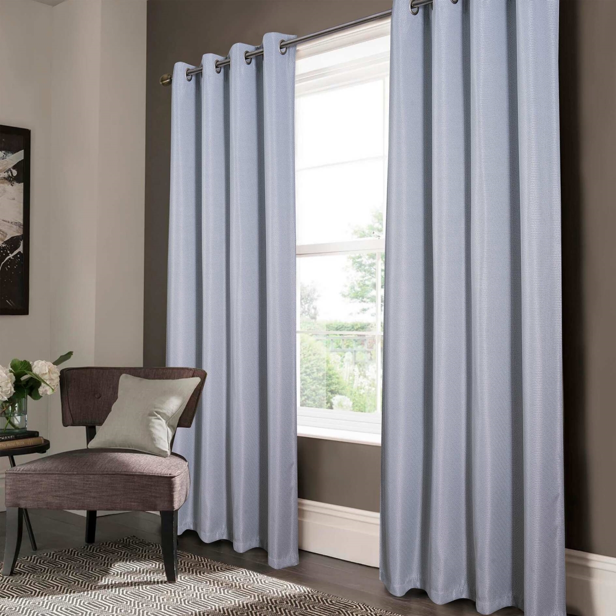 84 in. Lucas Jacquard Blackout Grommet Panel, Silver