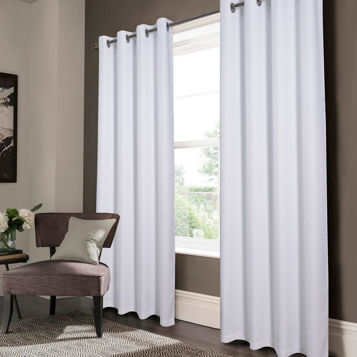84 in. Lucas Jacquard Blackout Grommet Panel, White