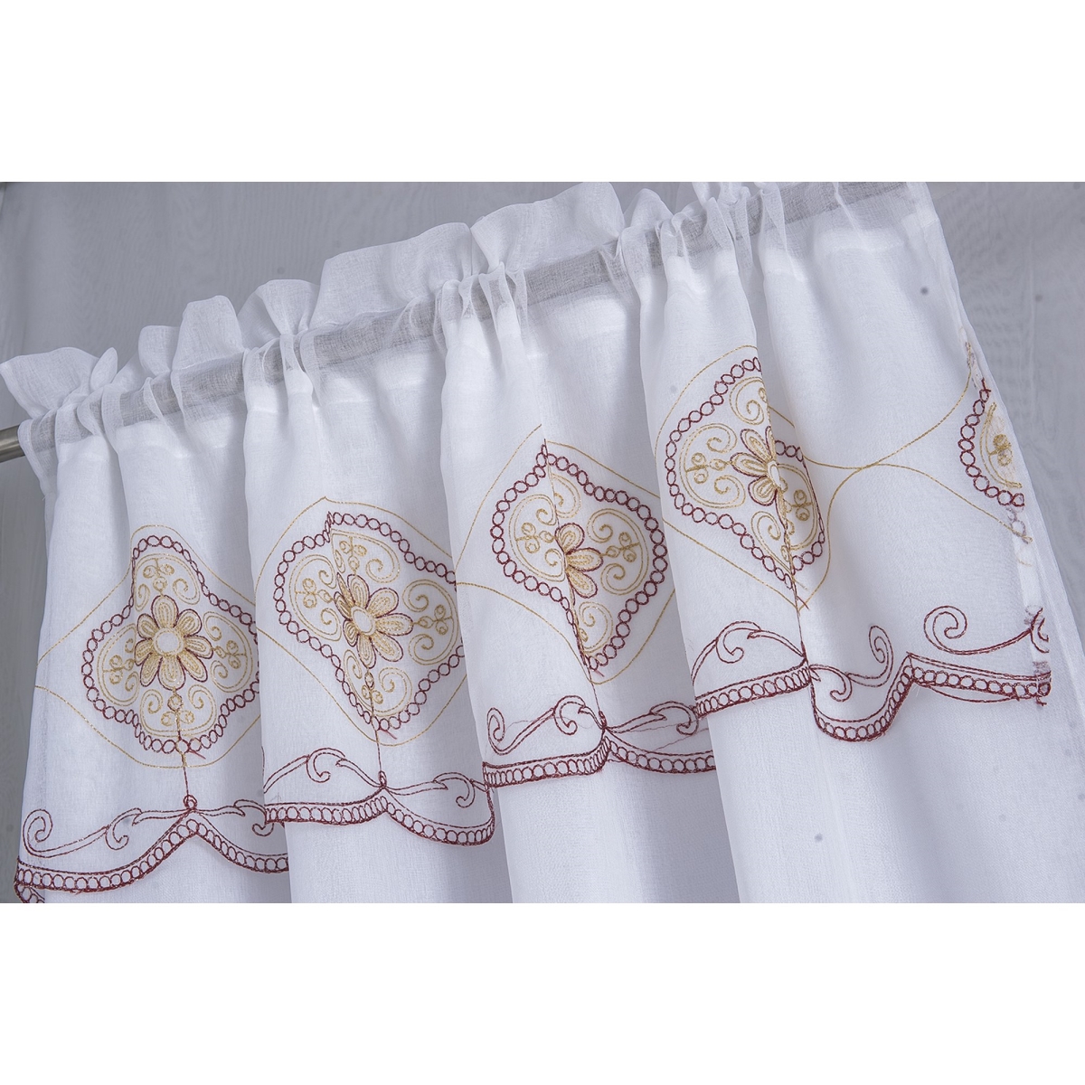 90 in. Arcadia Embroidered Panel, Burgundy