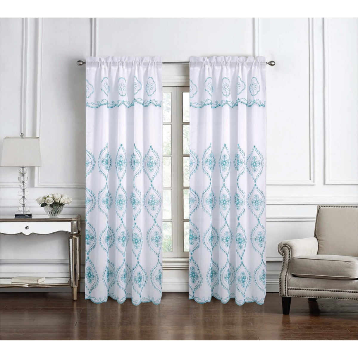 Picture of Olivia Gray PNA39191 90 in. Arcadia Embroidered Panel&#44; Teal