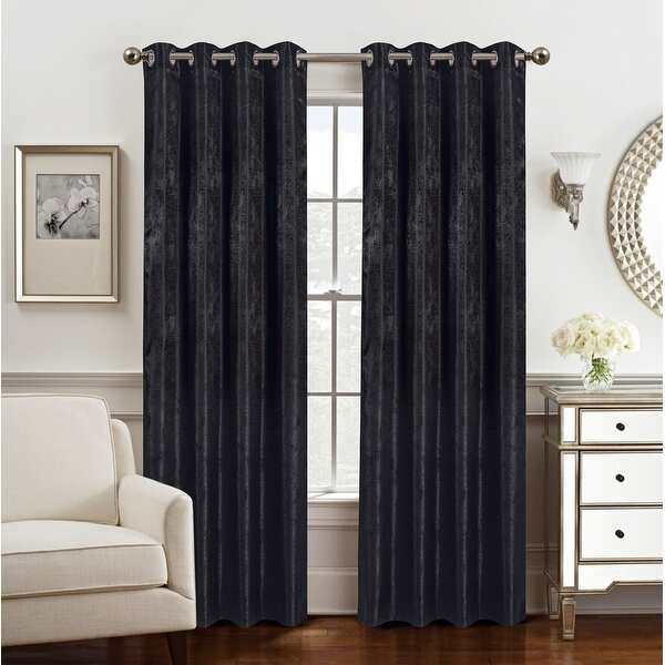 84 in. Roxy Two Tone Jacquard Grommet Panel, Black