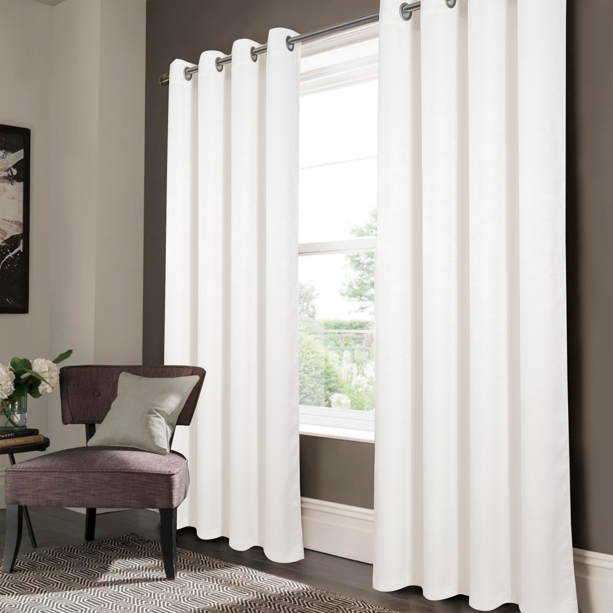 84 in. Nellie Embossed Blackout Grommet Panel, White