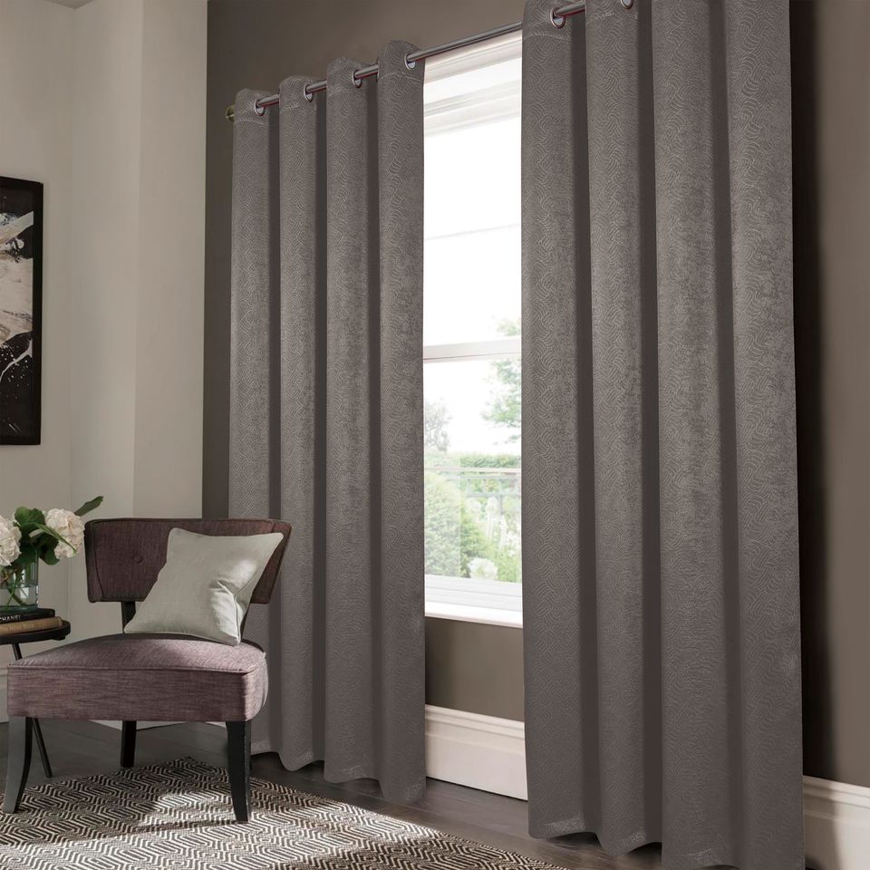 95 in. Nellie Embossed Blackout Grommet Panel, Charcoal