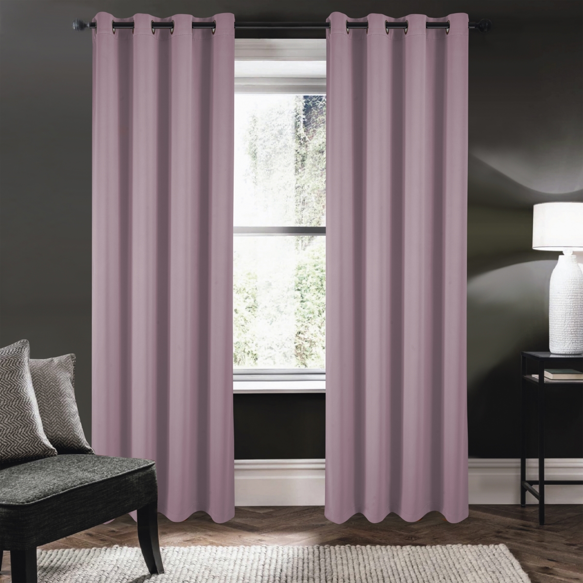 84 in. Riley 100 Percent Blackout Grommet Panels, Lavender