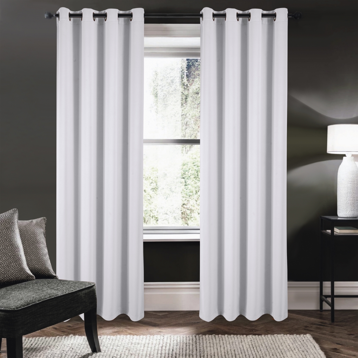 84 in. Riley 100 Percent Blackout Grommet Panels, White