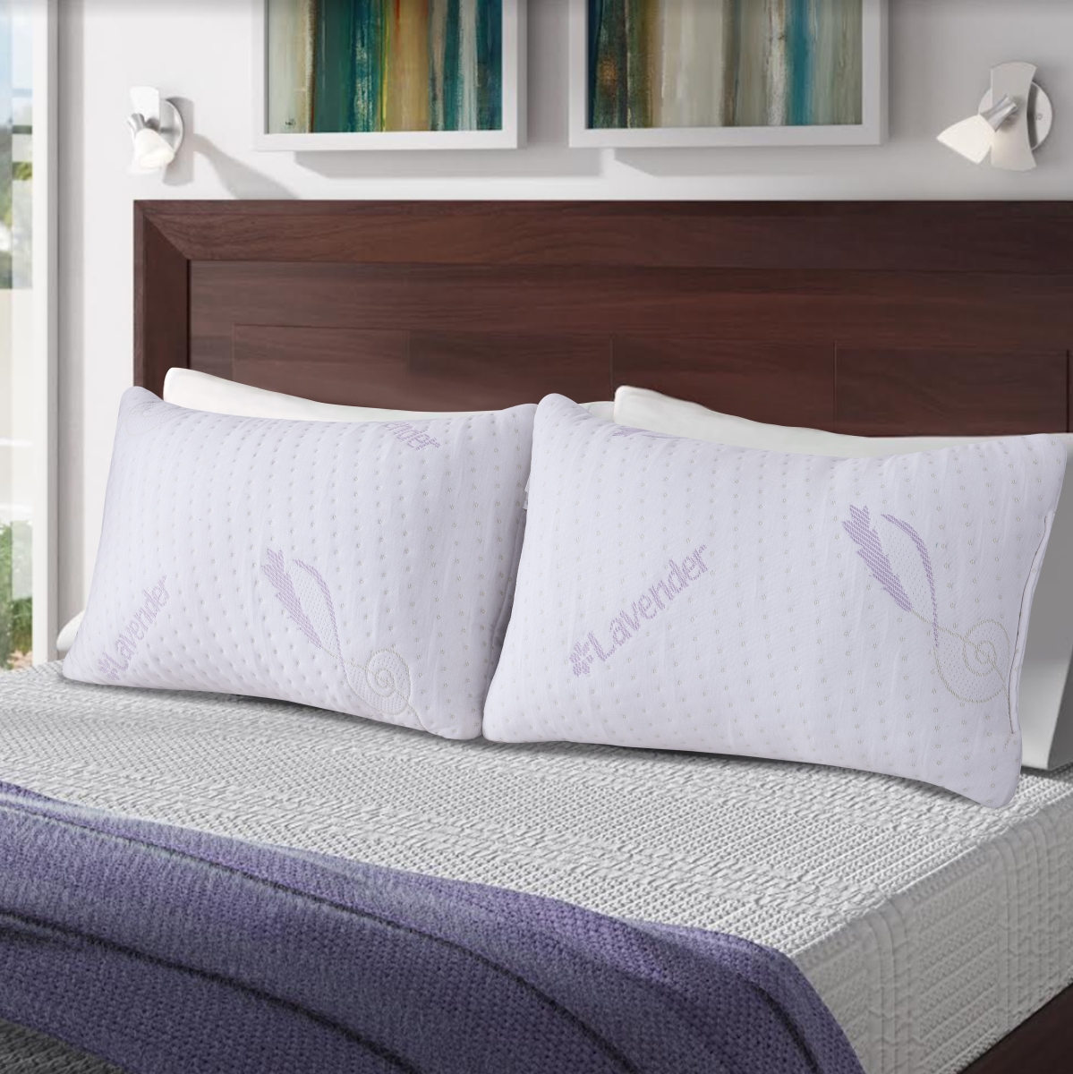 PWMFL039 16 x 28 in. Lavender Memory Foam Pillow