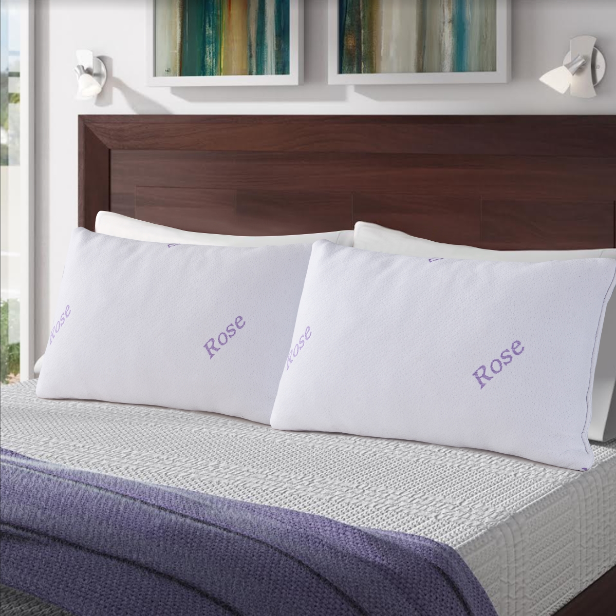 PWMFR053 16 x 28 in. Rose Memory Foam Pillow