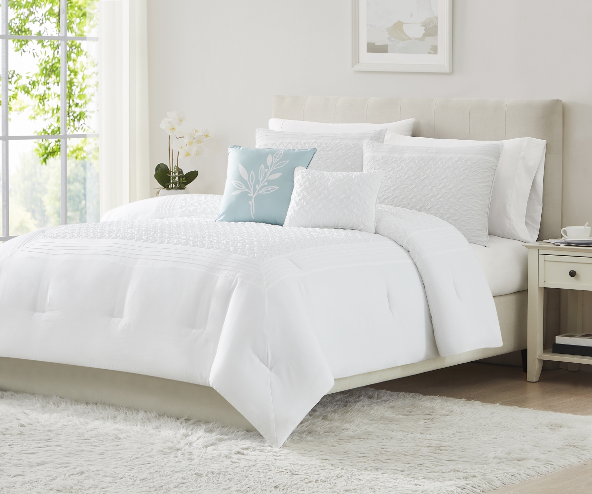 CML20597K Luna Comforter, White - King Size - 5 Piece