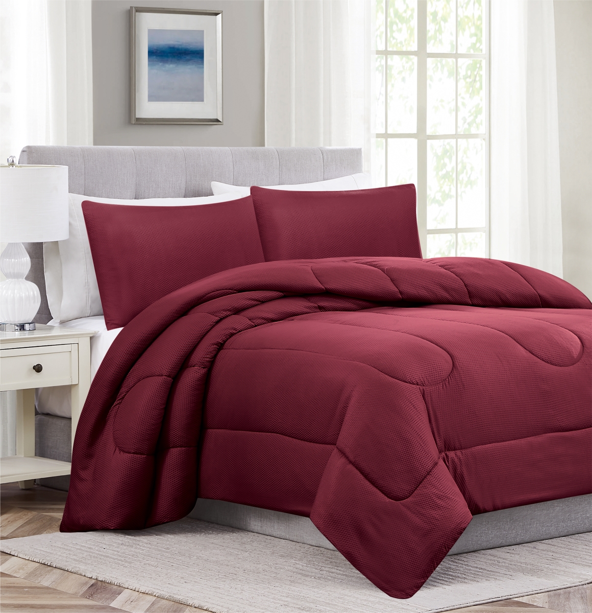 CME20277Q Encino Comforter, Red - Queen Size - 3 Piece