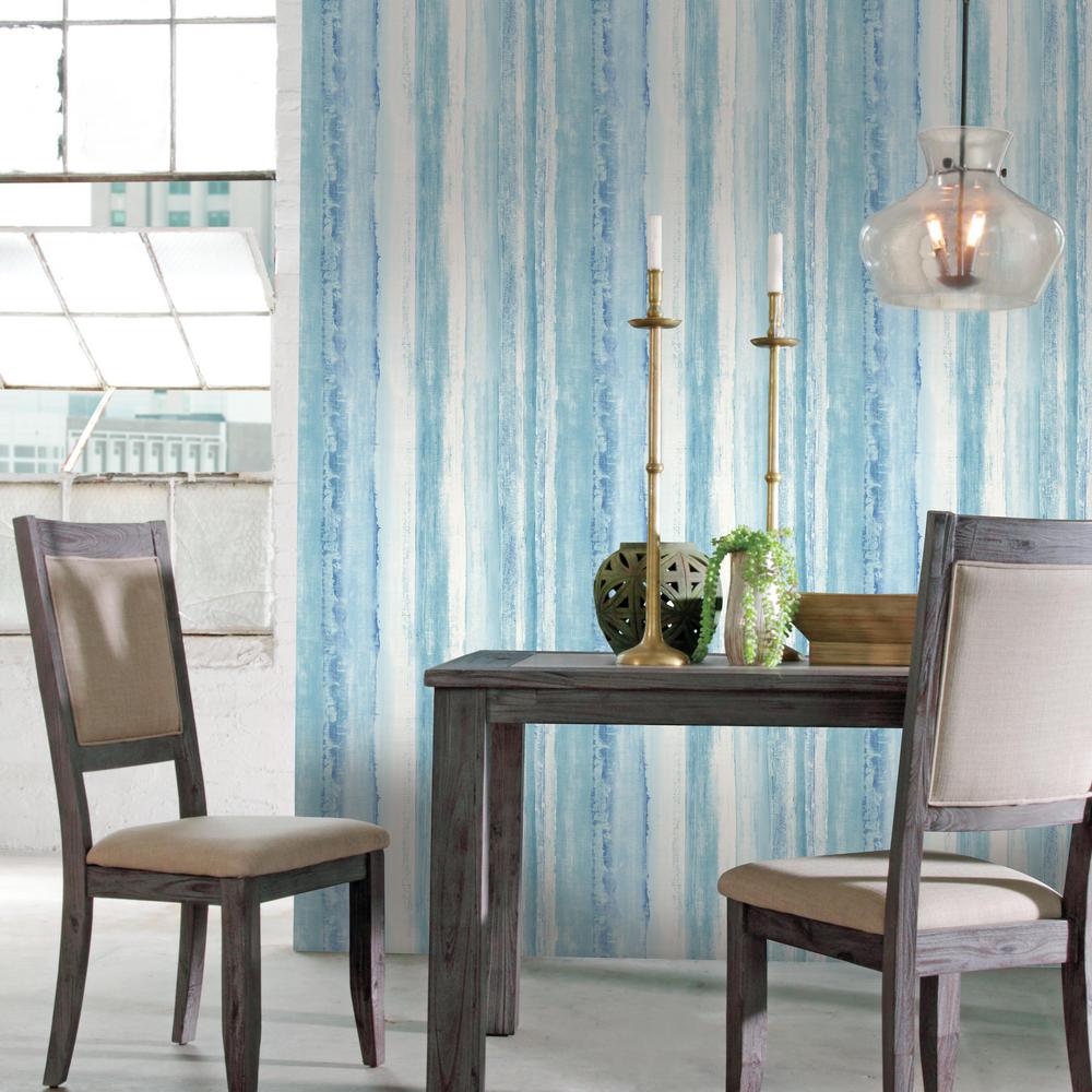 Blue Watercolor Stripe Peel & Stick Wallpaper
