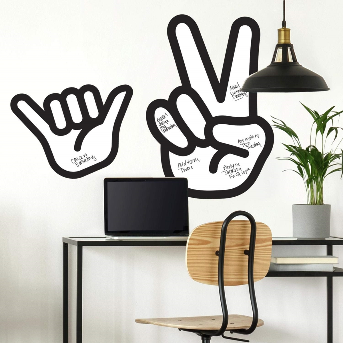Peace Hand Dry Erase Peel & Stick Giant Wall Decals