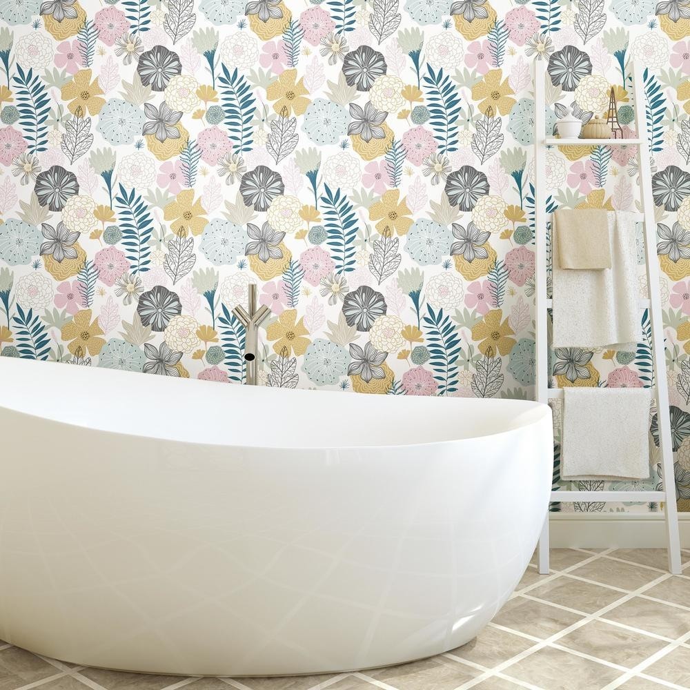 Perennial Blooms Peel & Stick Wallpaper, Pink
