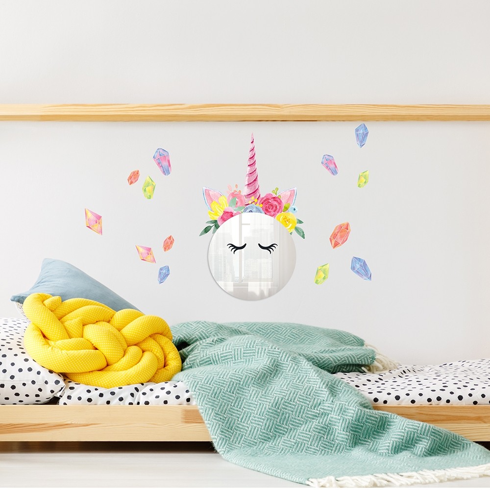 Picture of Roommates RMK4204BX Floral Unicorn Mirror Wall Decals