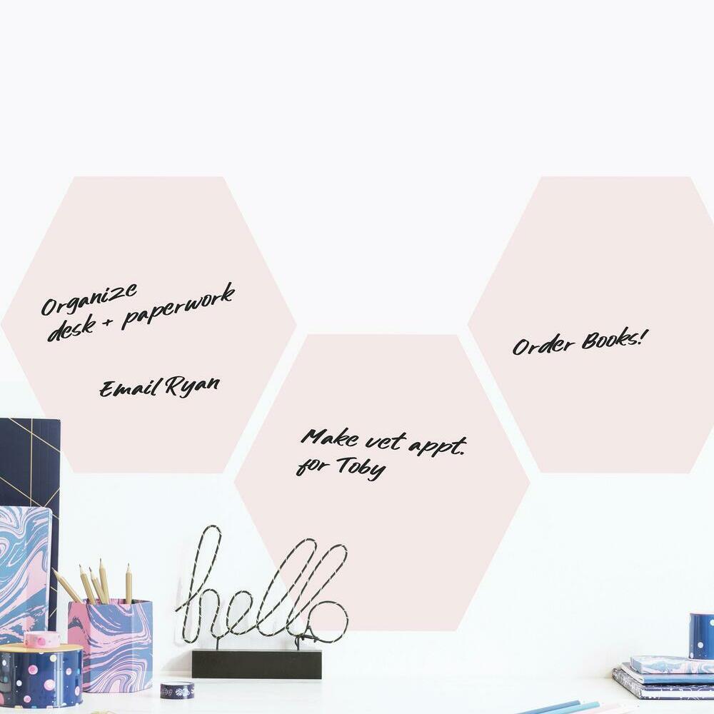 RoomMates RMK4461SCM Blush Beauty Dry Erase Hexagon Peel and Stick Wall Decals , Pink