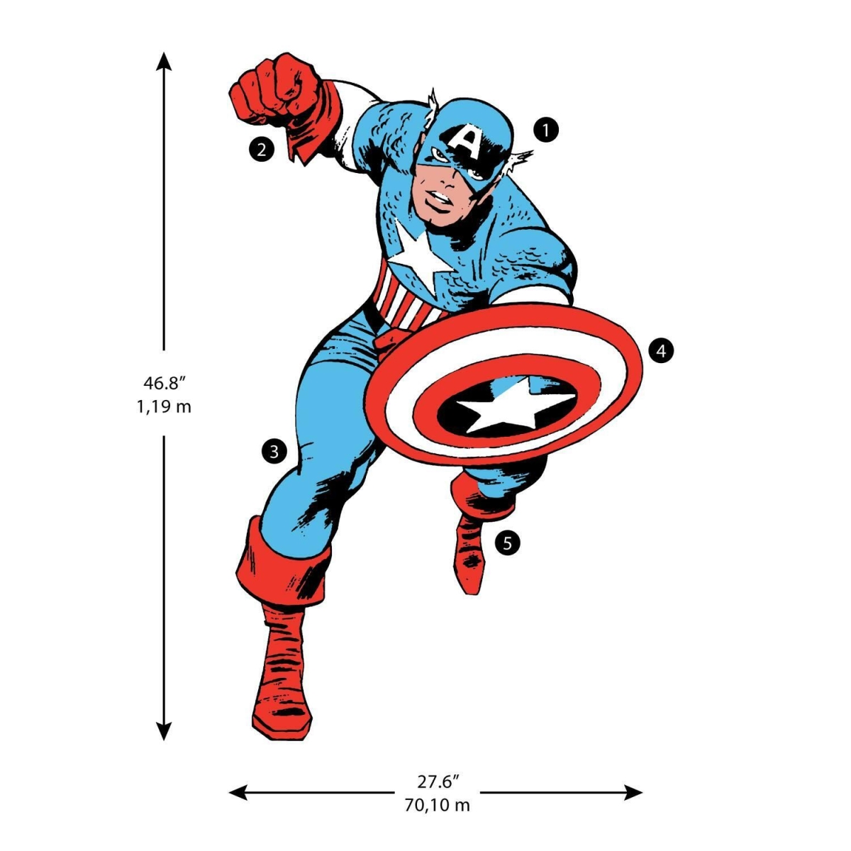 Picture of RoomMates RMK5051GM Marvel Classic Captain America Comic Peel & Stick Giant Wall Decal